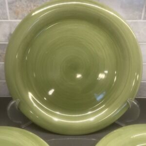 3-Dinner Plates Tabletop Gallery Playa Sage Green Hand Painted